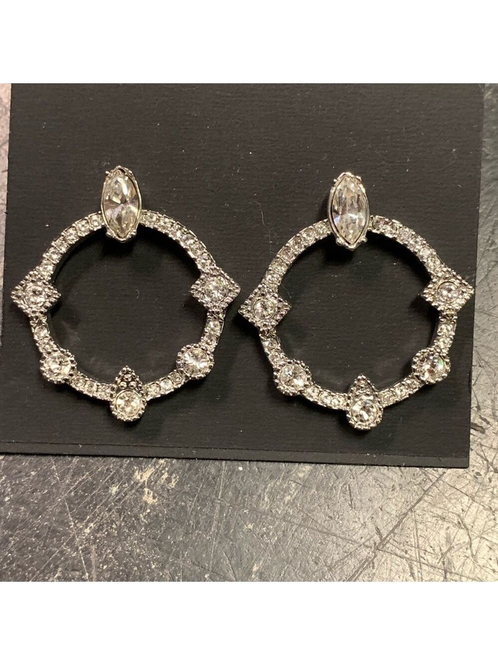 Givenchy Silver Rhinestone Hoop Earrings - Picture 2 of 2